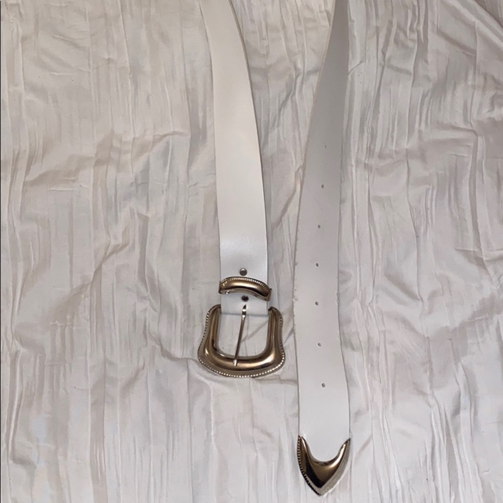 white, silver accent belt